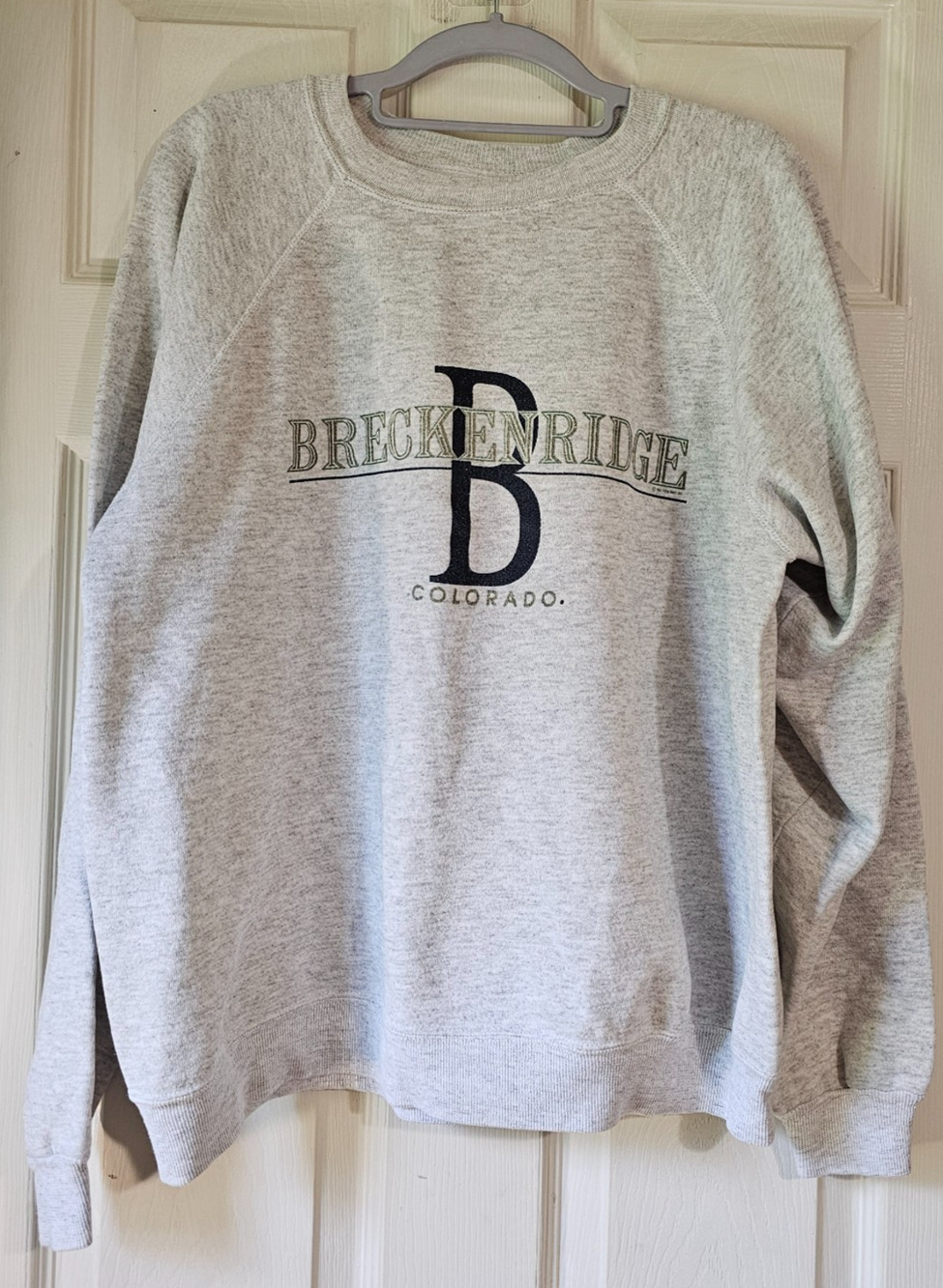 Vintage Breckenridge Colorado Sweatshirt Mens XL Gray Crewneck USA Ski Graphic